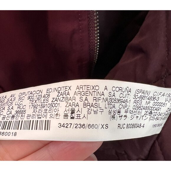 Zara Trafaluc Burgundy Bomber Jacket - Size XS - Picture 6 of 7